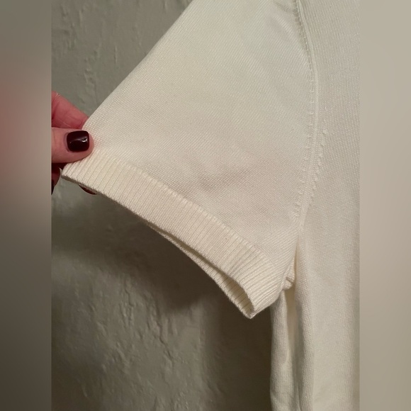 Lands End Womens Ivory Cotton Modal Lightweight Short Cap Sleeve Sweater;Size XL - Picture 6 of 6
